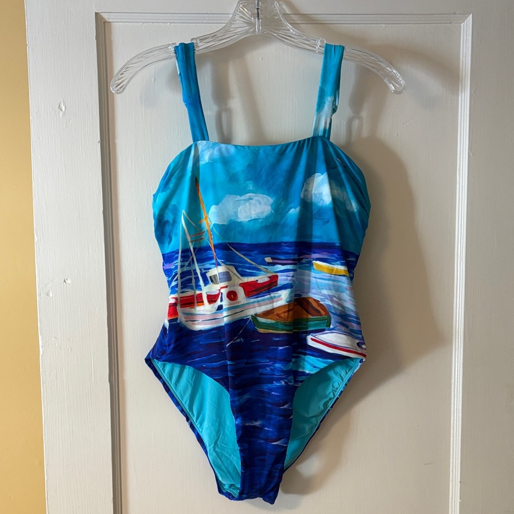 Maeve one piece swimsuit with ocean motif, M